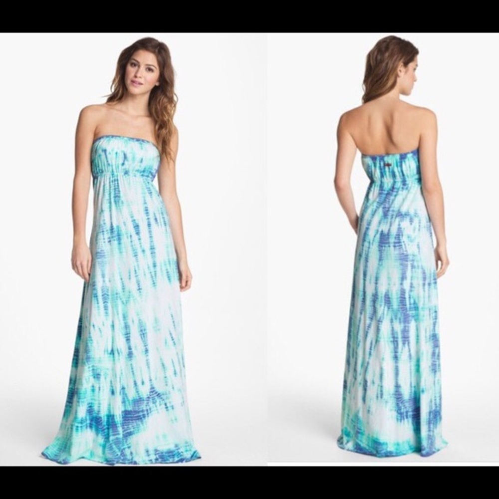Hard Tail Maxi Dress Aqua Tie Dye Size Small